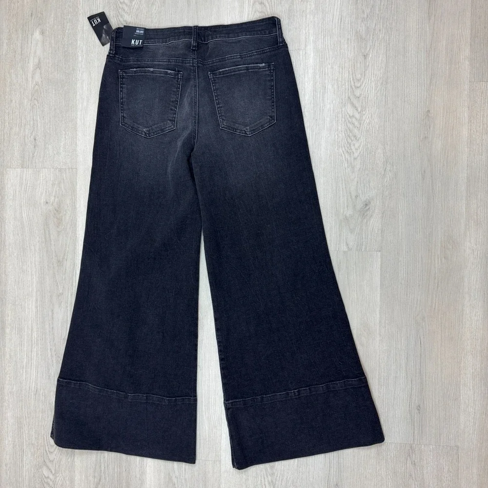 Kut From The Kloth High Rise Goldie Super Flare Jeans Size 6‎ Black